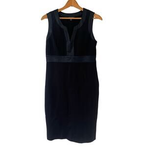 Women's Banana Republic silk trim black pencil  Stretch Little Black dress Sz 10
